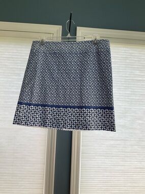 Talbots Navy and White Printed Mini Skirt